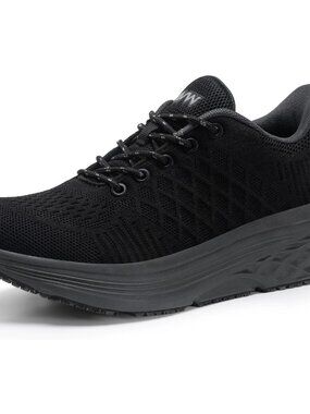 Women's Grey Non Slip Work Shoes Water Canva Resistant Walking Sneakers Shoes